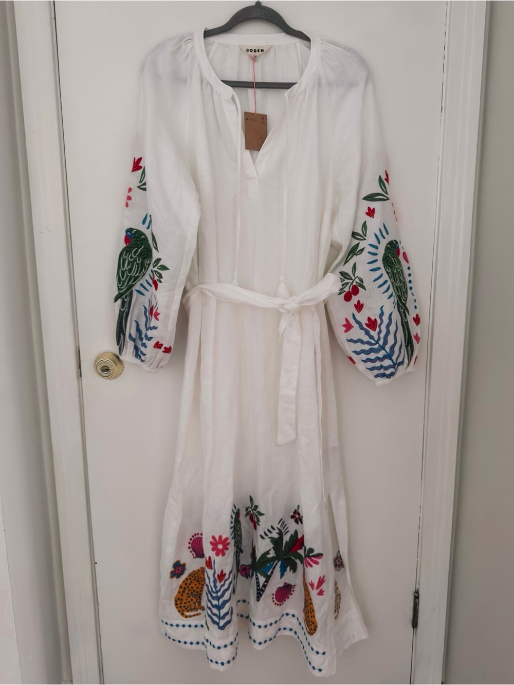 Boden Embroidered Linen Tassel Dress - Picture 6 of 6